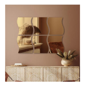 Σετ Επιτοίχιοι Κυματιστοί Καθρέπτες 15 cm Χρώματος Χρυσό 12 τμχ Home Deco Factory HD4373-Curve - Image 2