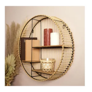 Επιτοίχια Μεταλλική Στρογγυλή Ραφιέρα με 3 Ράφια 53 x 12 cm Home Deco Factory HD5187 - Image 2