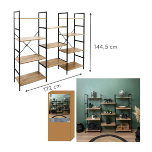 Μεταλλική Ραφιέρα με 11 Ξύλινα Ράφια 172 x 34 x 144.5 cm Home Deco Factory HD5234 - Image 4