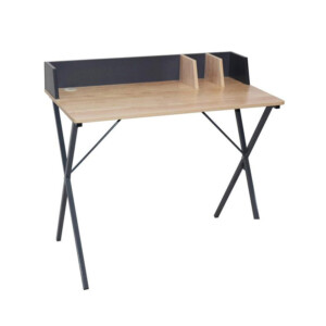 Μεταλλικό Γραφείο με Ξύλινη Επιφάνεια 90 x 50 x 84 cm Χρώματος Γκρι Home Deco Factory HD6424 - Image 3