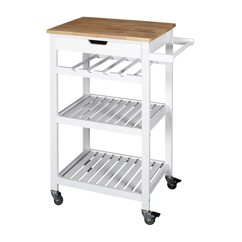 Ξύλινο Τρόλεϊ Κουζίνας με 3 Ράφια και 1 Συρτάρι 84.5 x 61 x 40 cm Home Deco Factory HD7103 Ξύλινο Τρόλεϊ Κουζίνας με 3 Ράφια και 1 Συρτάρι 84.5 x 61 x 40 cm Home Deco Factory HD7103
