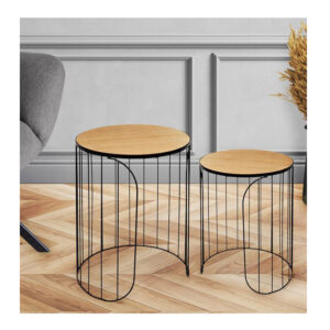 Σετ Βοηθητικά Μεταλλικά Στρογγυλά Τραπέζια Nesting 40 x 40 x 40 cm 2 τμχ Home Deco Factory HD7204 - Image 5