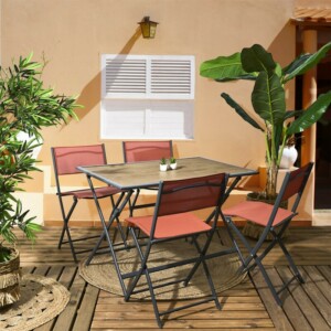 Home Deco Factory Μαύρο Μεταλλικό Τραπέζι με Ξύλινη Υφή, 110 x 71 x 70 εκ. HDO0420 - Image 4