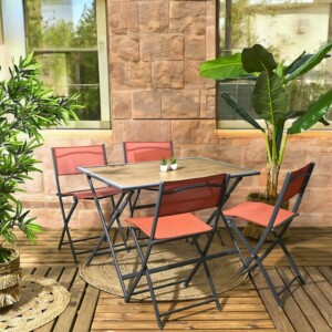 Home Deco Factory Μαύρο Μεταλλικό Τραπέζι με Ξύλινη Υφή, 110 x 71 x 70 εκ. HDO0420 - Image 5