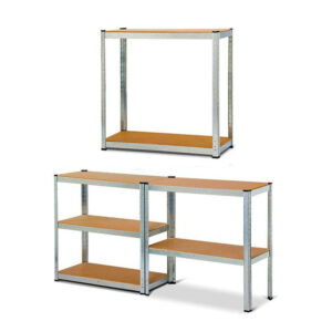 Μεταλλική Γαλβανιζέ Ραφιέρα με 5 Ξύλινα Ράφια Βαρέως Τύπου Herzberg HG-8027 - Image 2