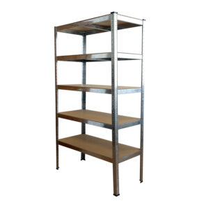 Μεταλλική Γαλβανιζέ Ραφιέρα με 5 Ξύλινα Ράφια Βαρέως Τύπου Herzberg HG-8027 - Image 3