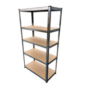 Μεταλλική Γαλβανιζέ Ραφιέρα με 5 Ξύλινα Ράφια Βαρέως Τύπου Herzberg HG-8027 - Image 4