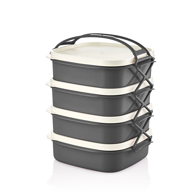 Πλαστικό Φαγητοδοχείο - Lunch Box 4 Επιπέδων 20 x 19 x 25.5 cm Herzberg HG-L765