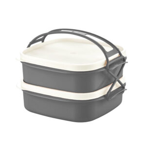 Πλαστικό Φαγητοδοχείο - Lunch Box 2 Επιπέδων 21.5 x 19.5 x 15.3 cm Herzberg HG-L795 - Image 3