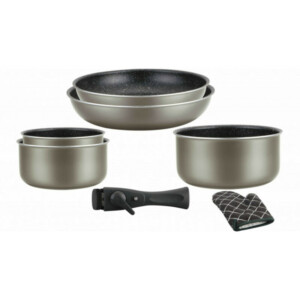 Herzberg Σετ Μαγειρικών Σκευών 7 τεμαχίων με επικάλυψη από πέτρα και αποσπώμενη λαβή