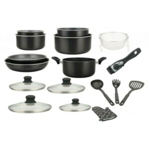 Herzberg Σετ Μαγειρικών Σκευών 17 τεμαχίων με επίστρωση πέτρας και αφαιρούμενη λαβή