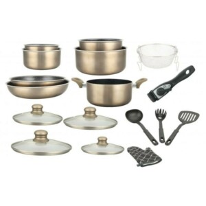 Herzberg Σετ Μαγειρικών Σκευών 17 τεμαχίων με επίστρωση πέτρας με αφαιρούμενη λαβή