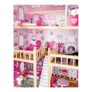 Ξύλινο Κουκλόσπιτο 3 Ορόφων με LED Φωτισμό και Αξεσουάρ 59 x 30 x 90 cm Ecotoys HM006391 - Image 5