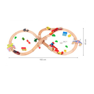 Σετ Ξύλινος Σιδηροδρομικός Σταθμός με Αυτοκινούμενο Τρένο Μπαταρίας 78 τμχ Ecotoys HM008999 - Image 5