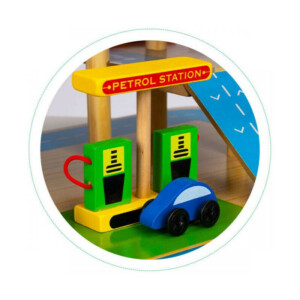 Ξύλινο Παιδικό Γκαράζ 3 Επιπέδων με Πάρκινγκ Ασανσέρ και 5 Οχήματα 50 x 39.5 x 47 cm Ecotoys HM013290 - Image 4