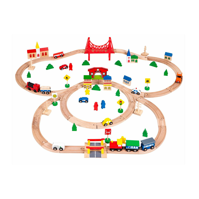 Σετ Ξύλινος Σιδηροδρομικός Σταθμός με Αυτοκινούμενο Τρένο Μπαταρίας 90 τμχ Ecotoys HM014665 Σετ Ξύλινος Σιδηροδρομικός Σταθμός με Αυτοκινούμενο Τρένο Μπαταρίας 90 τμχ Ecotoys HM014665