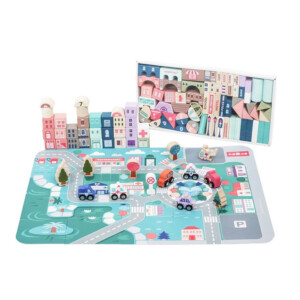 Σετ Ξύλινα Τουβλάκια Πόλη με Χαλάκι 115 τμχ Ecotoys HM015220 - Image 3