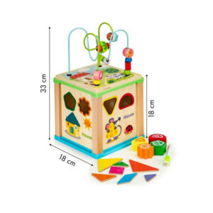Ξύλινος Εκπαιδευτικός Παιδικός Κύβος Δραστηριοτήτων με Πίνακα 15 x 18 x 18 x 33 cm Ecotoys HM015470 - Image 5