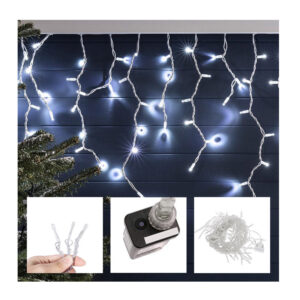 Χριστουγεννιάτικη Κουρτίνα 8.1 m με 230 Λαμπάκια LED Ψυχρό Λευκό και 8 Προγράμματα Εναλλαγών Φωτισμού 31V Hoppline HOP1000987-1 - Image 4