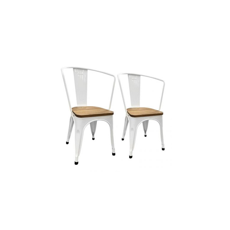 Σετ Μεταλλικές Καρέκλες με Ξύλινο Κάθισμα 84 x 48 x 45 cm 2 τμχ Hoppline HOP1001226-1