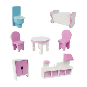 Ξύλινο Κουκλόσπιτο με 3 Ορόφους και Αξεσουάρ 60 x 24 x 70 cm Hoppline HOP1001362 - Image 2