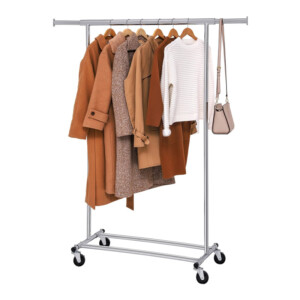 Μεταλλική Κρεμάστρα Ρούχων Δαπέδου Βαρέως Τύπου 92 / 132 x 45.4 x 160 cm με Ρόδες Songmics HSR13S - Image 2