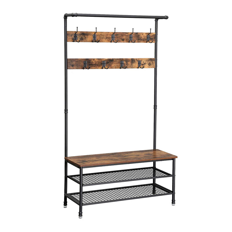 Μεταλλικό Έπιπλο Εισόδου με 3 Ράφια και 9 Διπλές Κρεμάστρες 100 x 182 x 41.5 cm VASAGLE HSR47BX Μεταλλικό Έπιπλο Εισόδου με 3 Ράφια και 9 Διπλές Κρεμάστρες 100 x 182 x 41.5 cm VASAGLE HSR47BX