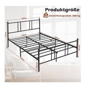 Διπλό Μεταλλικό Κρεβάτι 160 x 200 cm Costway HU10288DK - Image 3