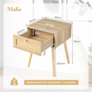 Costway Μποέμ Κομοδίνο με Ρατάν Όψη και Φινίρισμα Δρυός HU10476OA-1 - Image 2