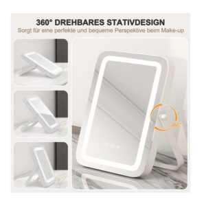 Επιτραπέζιος Καθρέπτης Μακιγιάζ με LED Φωτισμό 25 x 3 x 30 cm Costway HU10614DE-WH - Image 2