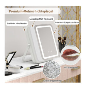 Επιτραπέζιος Καθρέπτης Μακιγιάζ με LED Φωτισμό 25 x 3 x 30 cm Costway HU10614DE-WH - Image 4