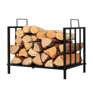 Costway Μεταλλική Ραφιέρα Καυσόξυλων 46x31x46cm Μαύρη - Αντοχή έως 50kg HV10306 - Image 2