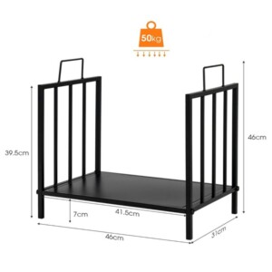 Costway Μεταλλική Ραφιέρα Καυσόξυλων 46x31x46cm Μαύρη - Αντοχή έως 50kg HV10306 - Image 3