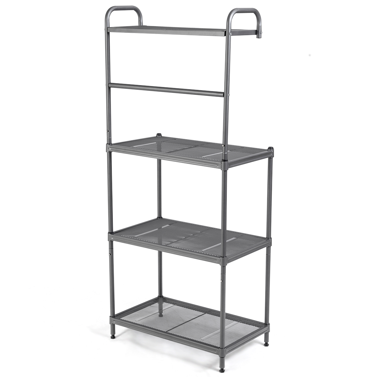 Costway Πολυλειτουργική Ραφιέρα 4 Επιπέδων με Μεταλλικό Σκελετό και Ρυθμιζόμενα Πόδια για Κουζίνα Costway Πολυλειτουργική Ραφιέρα 4 Επιπέδων με Μεταλλικό Σκελετό και Ρυθμιζόμενα Πόδια για Κουζίνα