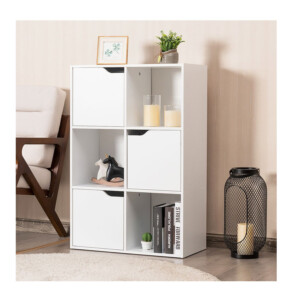 Ξύλινη Βιβλιοθήκη με 3 Ράφια και 3 Ντουλάπια 60 x 29 x 90 cm Costway HW63873 - Image 2