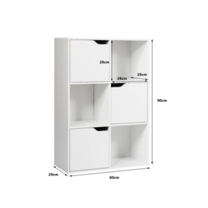 Ξύλινη Βιβλιοθήκη με 3 Ράφια και 3 Ντουλάπια 60 x 29 x 90 cm Costway HW63873 - Image 3