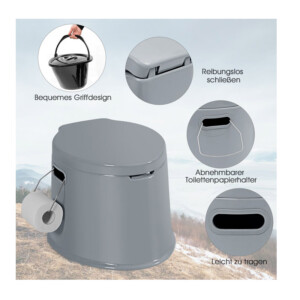 Φορητή Τουαλέτα Κάμπινγκ 41 x 49 x 34 cm Costway HW63911GR - Image 5