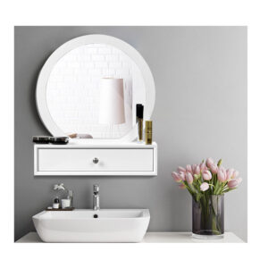 Επιτραπέζιος Στρογγυλός Καθρέπτης Μακιγιάζ με 2 Συρτάρια 51 x 26 x 59 cm Costway HW65956 - Image 5