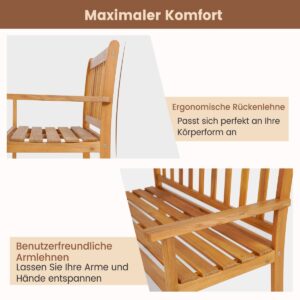 Costway  Ξύλινος διθέσιος πάγκος κήπου από ακακία, αντοχή έως 360kg, για βεράντα 110 εκ. Μ x 56,5 εκ. Π x 86 εκ. Υ HW70944 - Image 5