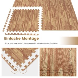 Costway  Υψηλής Ποιότητας Αδιάβροχα Πατάκια Δαπέδου με Ξύλινη Υφή - Σετ 12 Τεμαχίων για Εσωτερικούς Χώρους HZ10151 - Image 4