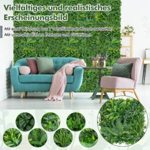 Costway Τεχνητός Φράκτης με 4 Πάνελ Faux-Πυξάρι 50 x 50 cm με 7 Είδη Τεχνητού Γρασιδιού HZ10250 - Image 5