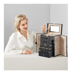 Κοσμηματοθήκη - Μπιζουτιέρα με 5 Συρτάρια 26 x 15.6 x 32 cm Χρώματος Μαύρο Songmics JBC152B01 - Image 5