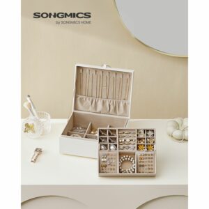 SONGMICS Κοσμηματοθήκη με Λαβή 20.5 x 24 x 11 cm Λευκό JBC165W01 - Image 2