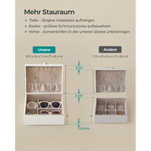 SONGMICS Κοσμηματοθήκη με Λαβή 20.5 x 24 x 11 cm Λευκό JBC165W01 - Image 4