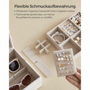 SONGMICS Κοσμηματοθήκη με Λαβή 20.5 x 24 x 11 cm Λευκό JBC165W01 - Image 5