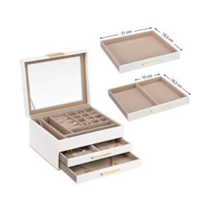 Κοσμηματοθήκη - Μπιζουτιέρα με 2 Συρτάρια 23.1 x 20.3 x 13.5 cm Χρώματος Λευκό Songmics JBC239WT - Image 2