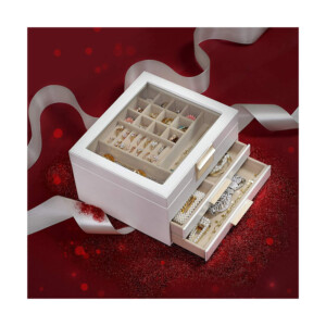 Κοσμηματοθήκη - Μπιζουτιέρα με 2 Συρτάρια 23.1 x 20.3 x 13.5 cm Χρώματος Λευκό Songmics JBC239WT - Image 4