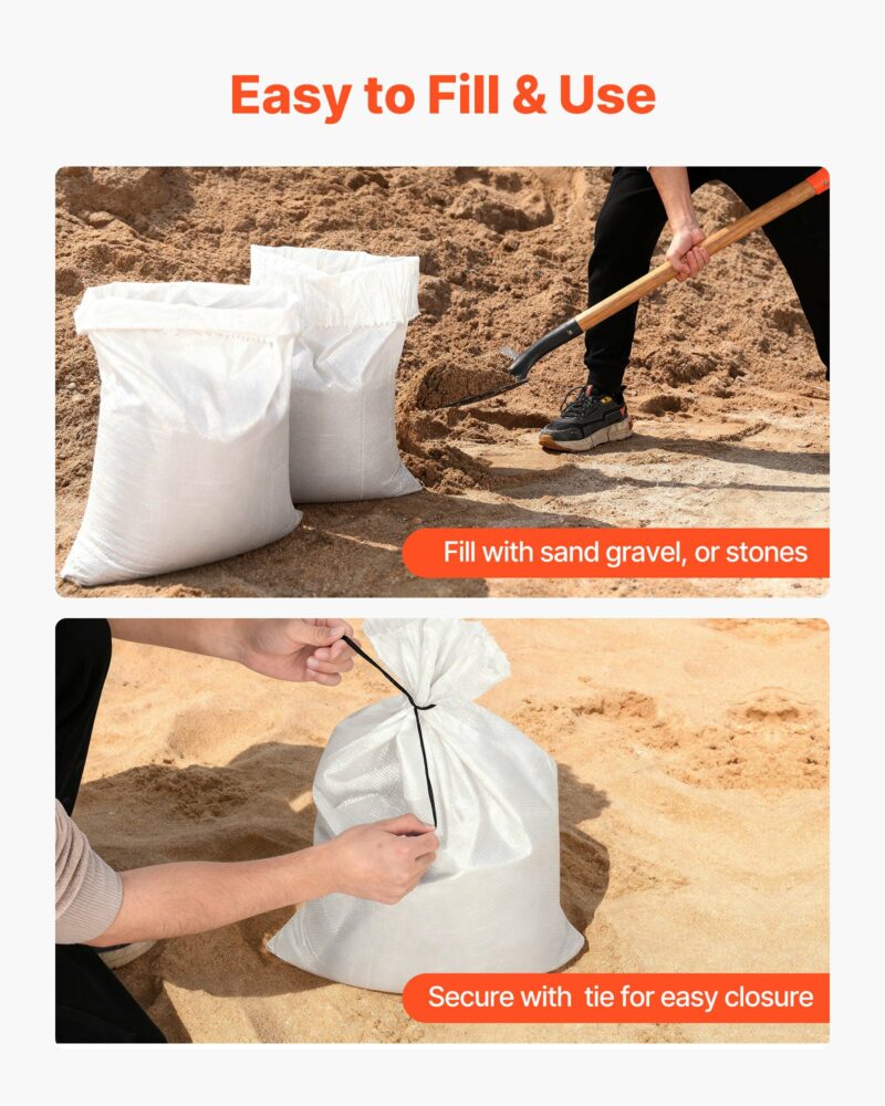 VEVOR Ανθεκτικά Σακιά Άμμου 40x66 cm με Δέσιμο, Αντοχή 22,6 kg JBXSD16INCH2AN6CX001V0 - Image 5