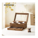 Ξύλινη Κοσμηματοθήκη - Μπιζουτιέρα με 8 Θέσεις για Ρολόγια και 1 Συρτάρι 27 x 19 x 12.5 cm Songmics - Image 4