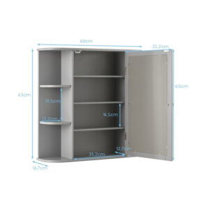 Καθρέπτης Μπάνιου με Ντουλάπι 66 x 16.7 x 63 cm Χρώματος Γκρι Costway JV10446GR - Image 2